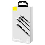 Baseus sladd 3in1 Rapid PD USB-C – micro USB + Lightning + USB-C 1,5m svart 20W