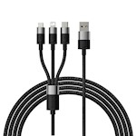 Baseus kabel 3in1 StarSpeed USB – micro USB + Lightning + USB-C 1,2 m 3,5A svart