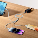 Baseus kabel 3in1 StarSpeed USB – micro USB + Lightning + USB-C 1,2 m 3,5A svart