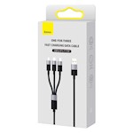 Baseus kabel 3in1 StarSpeed USB – micro USB + Lightning + USB-C 1,2 m 3,5A svart