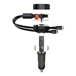 Baseus bil-laddare Enjoyment Retractable 2w1 30W svart med kabel 2x USB-C