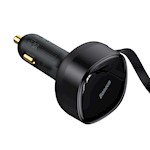 Baseus biladapter Enjoyment Retractable 2w1 30W svart med kabel 1x USB-C 1x Lightning