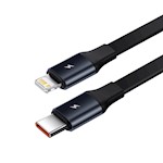 Baseus biladapter Enjoyment Retractable 2w1 30W svart med kabel 1x USB-C 1x Lightning