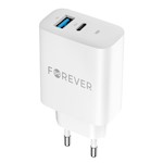 För alltid TC-07-30AC PD QC-laddare 1x USB-C 1x USB 30W vit + USB-C – USB-C-kabel 60W