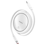 Baseus sladd Free2Draw Mini USB-C – USB-C 1,0 m 100W vit upprullningsbar