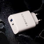 För alltid TC-07-30AC PD QC-laddare 1x USB-C 1x USB 30W vit + USB-C – USB-C-kabel 60W