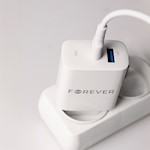 För alltid TC-07-30AC PD QC-laddare 1x USB-C 1x USB 30W vit + USB-C – USB-C-kabel 60W