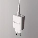 För alltid TC-07-30AC PD QC-laddare 1x USB-C 1x USB 30W vit + USB-C – USB-C-kabel 60W