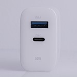 För alltid TC-07-30AC PD QC-laddare 1x USB-C 1x USB 30W vit + USB-C – USB-C-kabel 60W