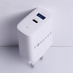 För alltid TC-07-30AC PD QC-laddare 1x USB-C 1x USB 30W vit + USB-C – USB-C-kabel 60W