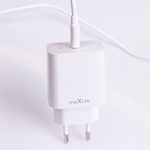 Maxlife MXTC-06-20C PD QC-laddare 1x USB-C 20W vit + USB-C – USB-C-kabel 20W