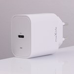 Maxlife MXTC-06-20C PD QC-laddare 1x USB-C 20W vit + USB-C – USB-C-kabel 20W