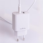 Maxlife MXTC-06-20AC PD QC-laddare 1x USB-C 1x USB 20W vit + USB-C – USB-C-kabel 20W