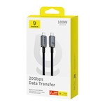 Baseus Crystal Shine USB3.2 Full-Featured Snabbladdnings- och datakabel USB-C till USB-C 100W 1,5m 20Gb Cluster Svart