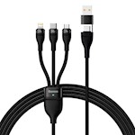 Baseus sladd 3in1 Flash II USB + USB-C – Lightning + USB-C + microUSB 1,5 m 3,5A svart 100W