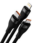 Baseus sladd 3in1 Flash II USB + USB-C – Lightning + USB-C + microUSB 1,5 m 3,5A svart 100W