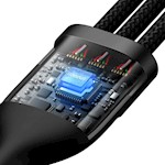 Baseus sladd 3in1 Flash II USB + USB-C – Lightning + USB-C + microUSB 1,5 m 3,5A svart 100W