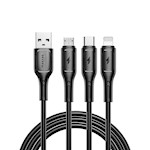 WIWU Starlink Series 3.1A 3-i-1-kabel Wi-C045E A-C+L+M Svart