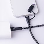 Forever 2in1-kabel USB-C – Lightning + USB-C 1,0 m 60W svart