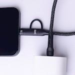 Forever 2in1-kabel USB-C – Lightning + USB-C 1,0 m 60W svart