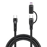Forever 2in1-kabel USB-C – Lightning + USB-C 1,0 m 60W svart