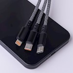 Maxlife ALLin1-kabel USB + USB-C – Lightning + 2x USB-C 1,0 m 66W svart