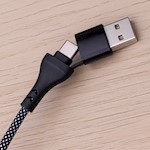 Maxlife ALLin1-kabel USB + USB-C – Lightning + 2x USB-C 1,0 m 66W svart