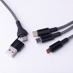 Maxlife ALLin1-kabel USB + USB-C – Lightning + 2x USB-C 1,0 m 66W svart