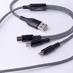 Maxlife ALLin1-kabel USB + USB-C – Lightning + 2x USB-C 1,0 m 66W svart