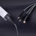 Maxlife ALLin1-kabel USB + USB-C – Lightning + 2x USB-C 1,0 m 66W svart