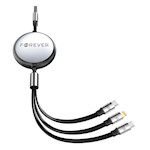 Forever 3in1-kabel USB – Lightning + 2x USB-C 1,2 m 100W svart