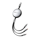 Forever 3in1-kabel USB – Lightning + 2x USB-C 1,2 m 100W svart