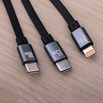 Forever 3in1-kabel USB – Lightning + 2x USB-C 1,2 m 100W svart