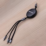 Forever 3in1-kabel USB – Lightning + 2x USB-C 1,2 m 100W svart
