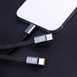 Forever 3in1-kabel USB – Lightning + 2x USB-C 1,2 m 100W svart