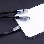 Forever 3in1-kabel USB – Lightning + 2x USB-C 1,2 m 100W svart