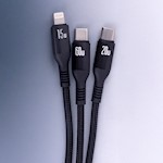 Forever 3in1-kabel USB-C – Lightning + 2x USB-C 1,2 m 60W svart