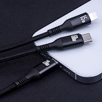 Forever 3in1-kabel USB-C – Lightning + 2x USB-C 1,2 m 60W svart