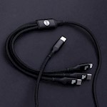 Forever 3in1-kabel USB-C – Lightning + 2x USB-C 1,2 m 60W svart