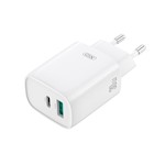 XO-väggladdare CE30 PD 30W 1x USB-C 1x USB vit + kabel USB-C – Lightning