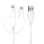 Evigt återvinningskabel 3w1 1,5m 2,4A USB-A - USB-C + microUSB + Lightning KR3W1-00 vit