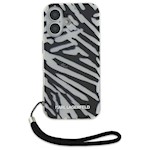 Karl Lagerfeld-fodral för iPhone 16 6,1″ KLHCP16SHZBPKCCK svart hårt IML-zebramönster & snodd