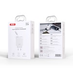XO-väggladdare CE31 1x USB 1x USB-C 30W vit med utdragbar USB-C-kabel