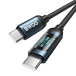 BWOO Flettad kabel USB-C – USB-C 1m 60W med animerad belysning svart