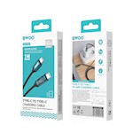 BWOO Flettad kabel USB-C – USB-C 1m 60W med animerad belysning svart