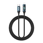 BWOO Flettad Kabel USB-C – Lightning 1m 27W med animerad belysning svart