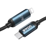 BWOO Flettad Kabel USB-C – Lightning 1m 27W med animerad belysning svart