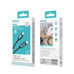 BWOO Flettad Kabel USB-C – Lightning 1m 27W med animerad belysning svart
