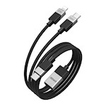 BWOO FLÄTAD 2-i-1 Kabel USB-C – USB-C och Lightning 1m 100W/27W svart