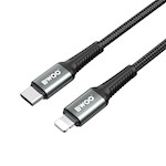 BWOO Flettad Kabel USB-C – Lightning 2m 30W svart